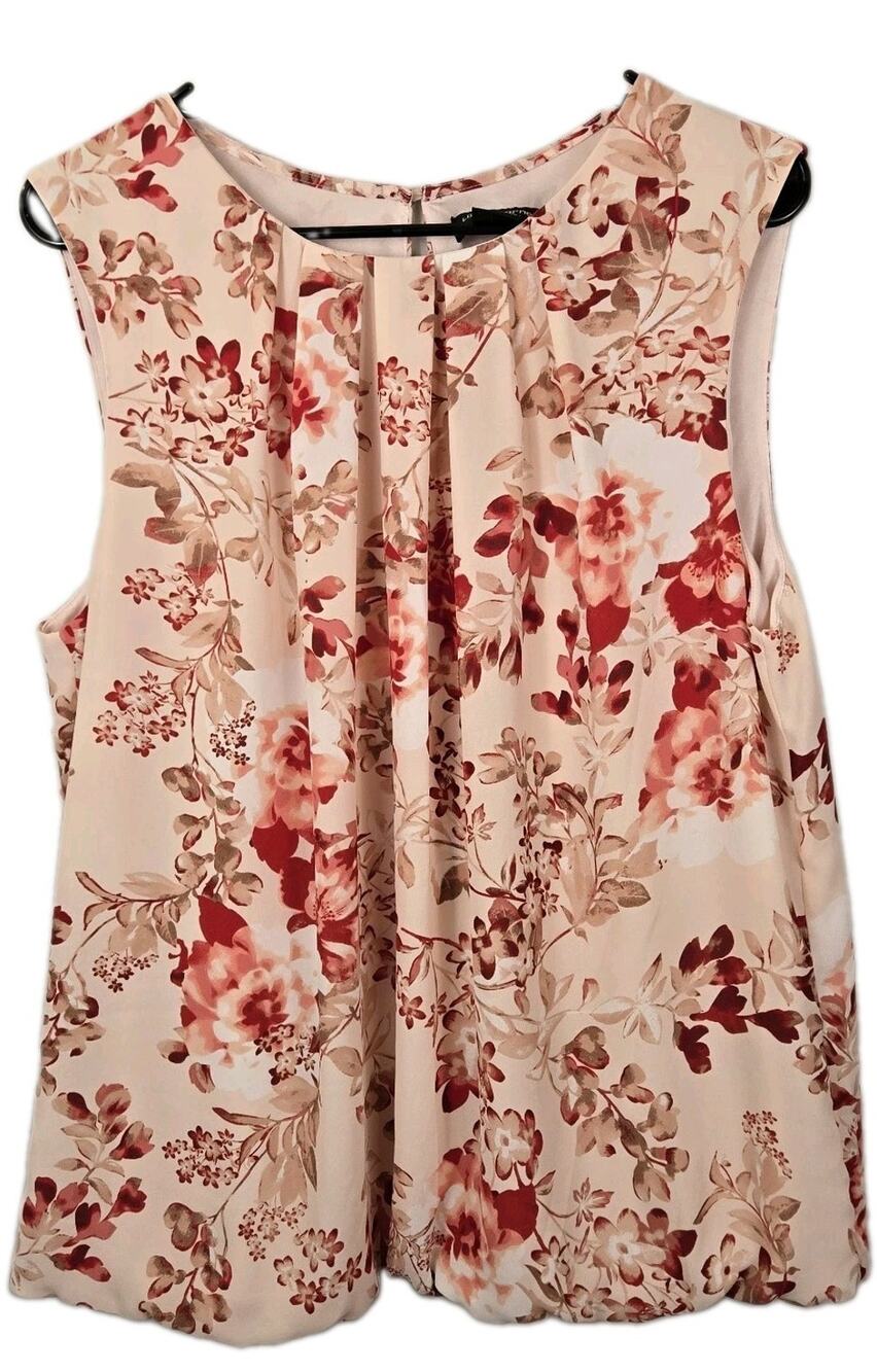 Liz Claiborne Floral Bubble Top Sleeveless Lined Keyhole Closure XL COTTAGECORE